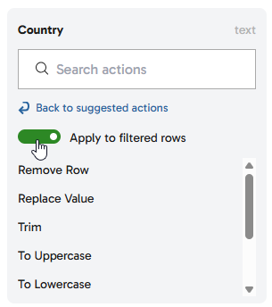 Apply to filtered rows toggle