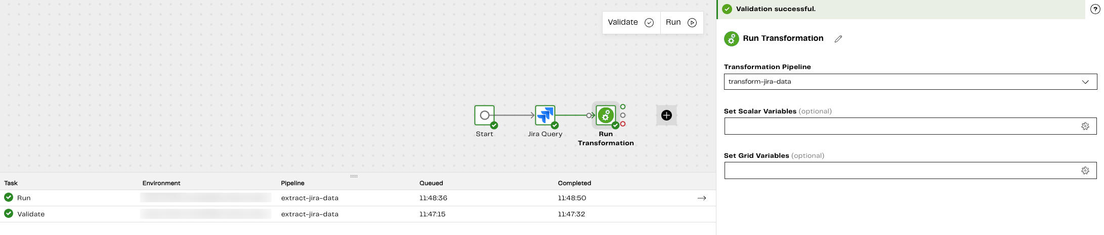 Add Run Transformation pipeline