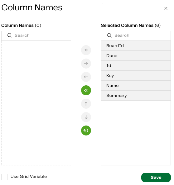 Select column names