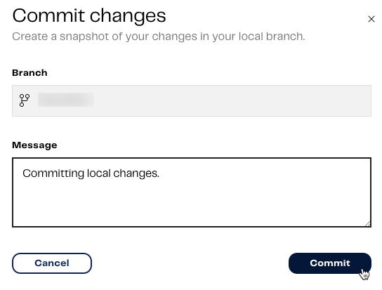 Commit changes dialog