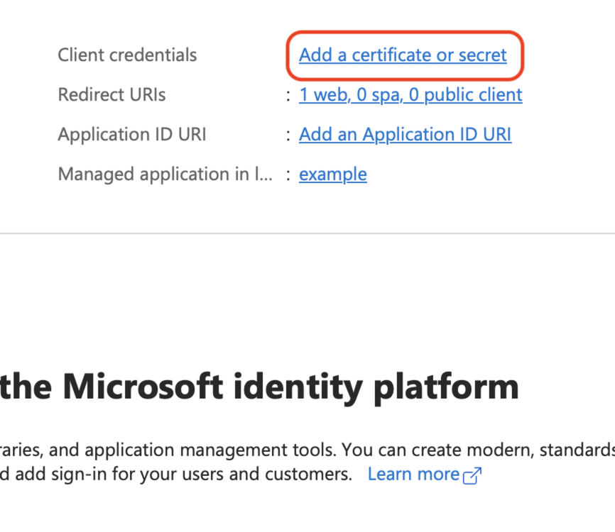 Add certificate or secret
