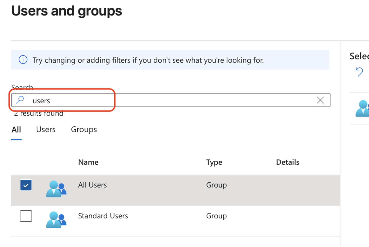 Search and add users