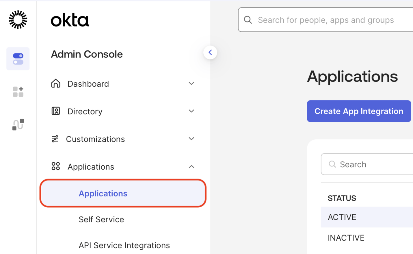 Applications menu