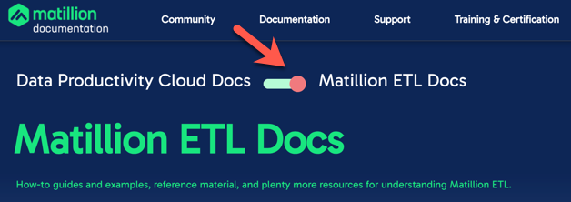Matillion ETL toggle