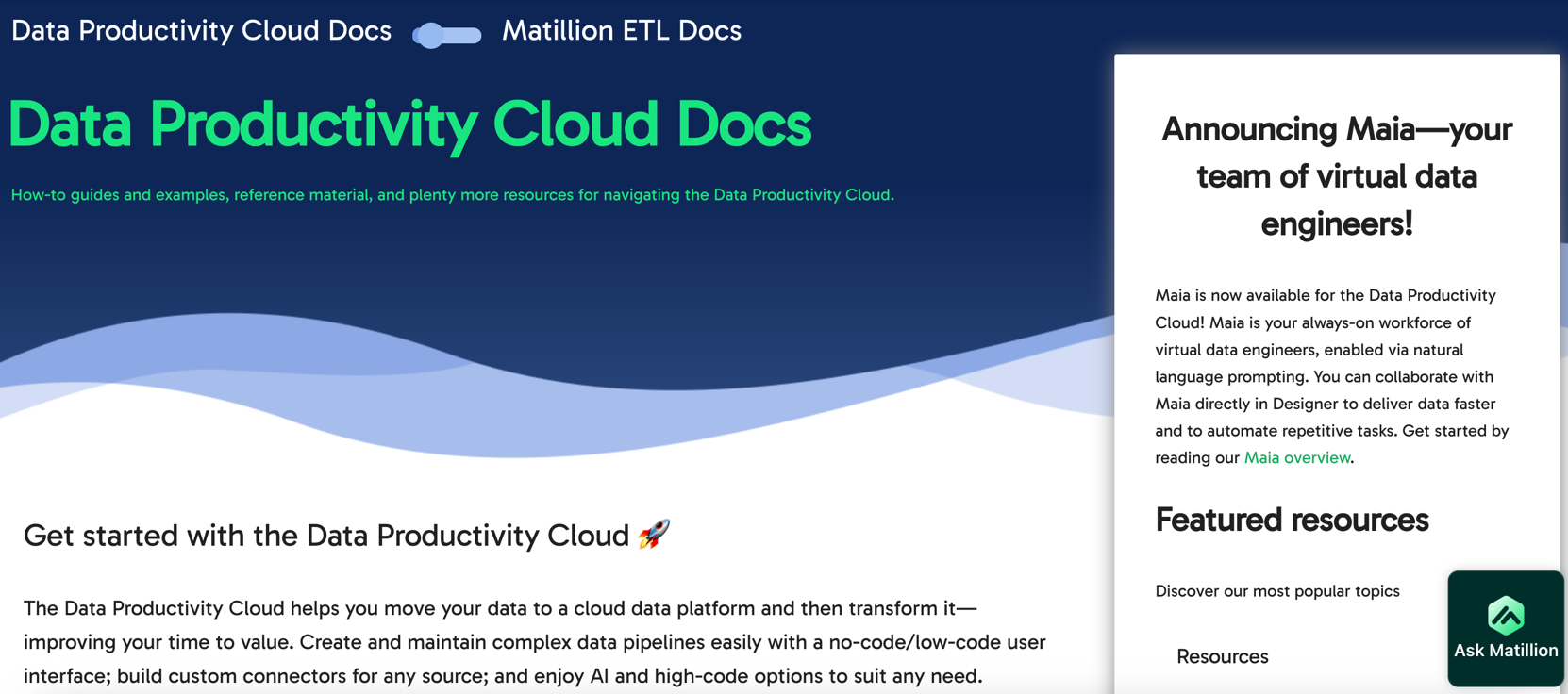 Ask Matillion widget